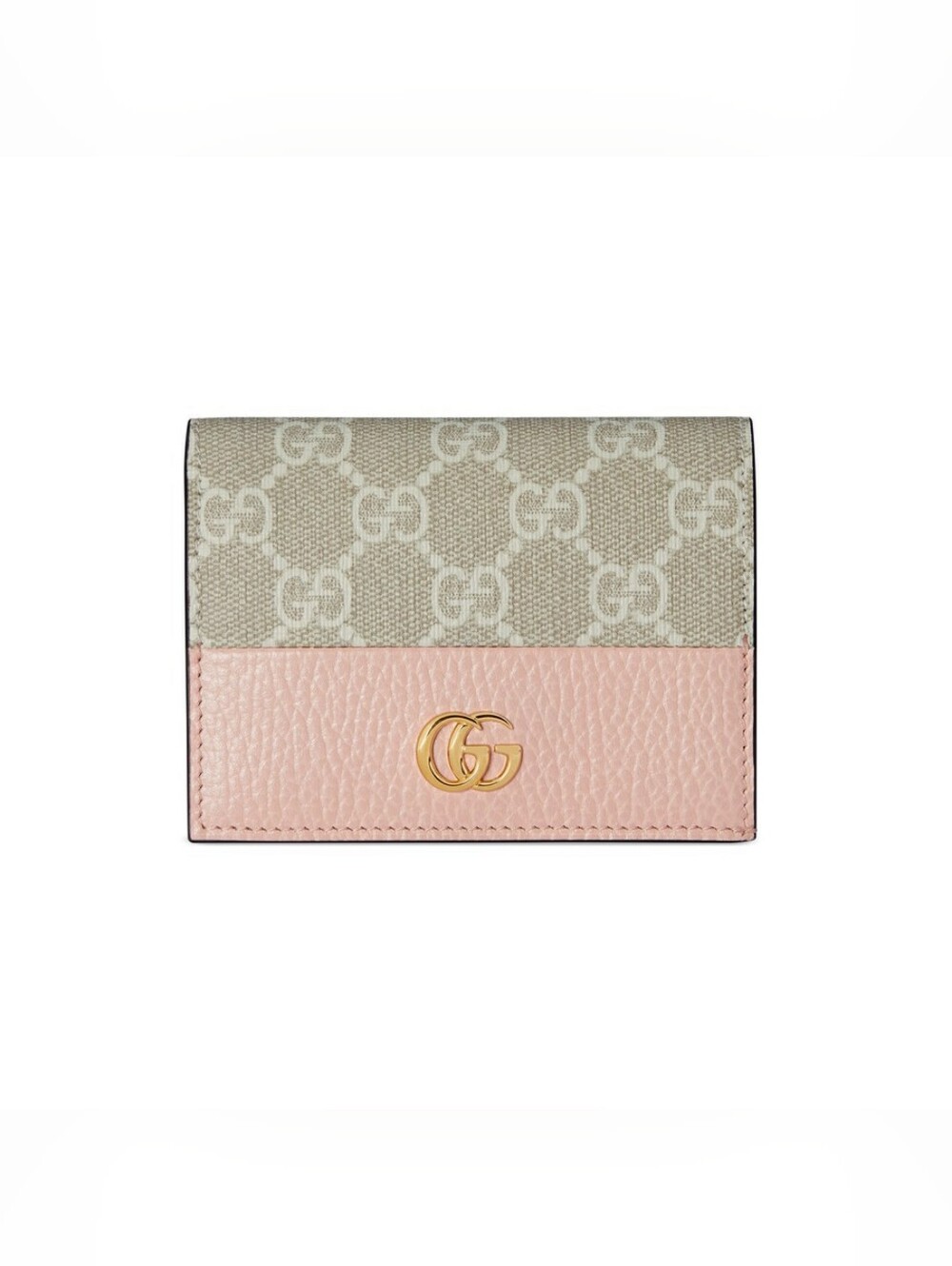 Gucci Beige GG Canvas and Pink Leather Mini Wallet with Gold Double G - Picture 6 of 8